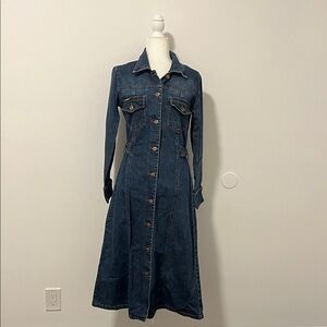 Rampage Dark Blue Long Sleeve Denim Dress